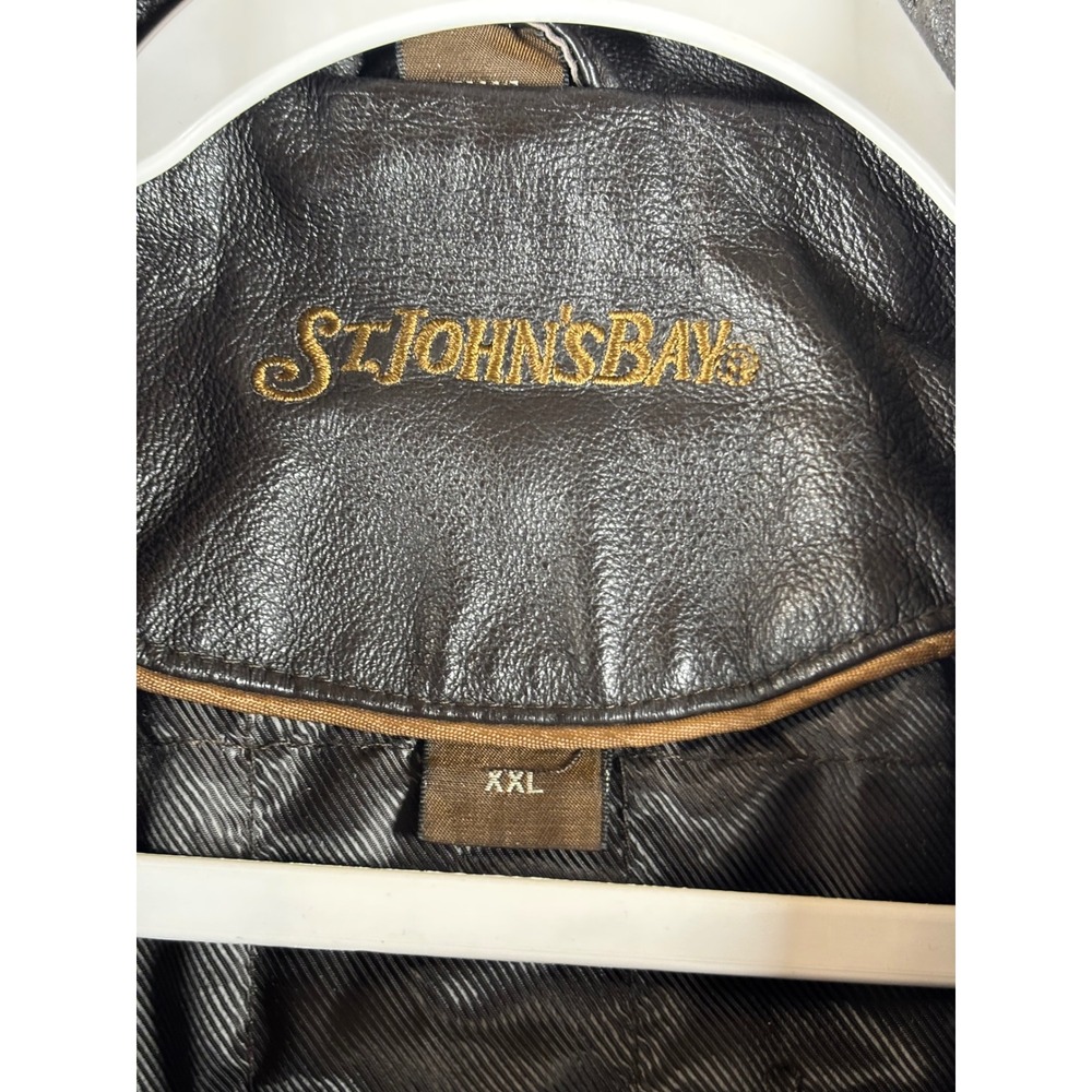 ST JOHNSBAY Mens Dark Brown‎ Genuine Leather Bomber Jacket Lined Size XXL - Picture 2 of 6